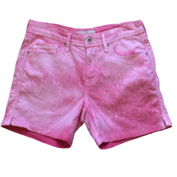 Levi’s Custom Pink Dyed Acid Washed Mid Rise Jean Shorts 4 - Picture 1 of 10